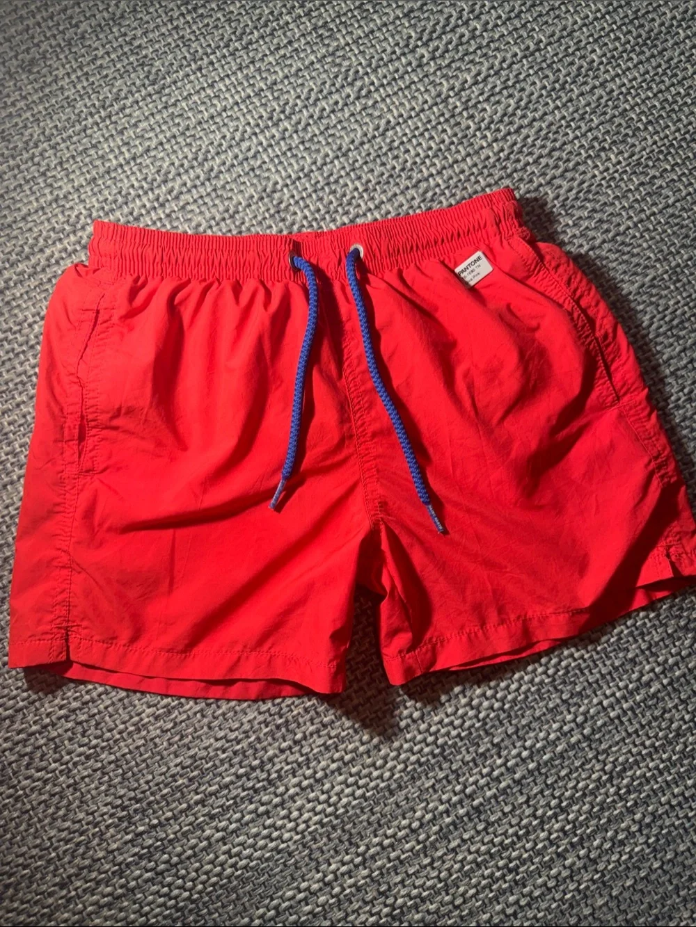 Bright pink Swim Shorts with Blue Drawstring